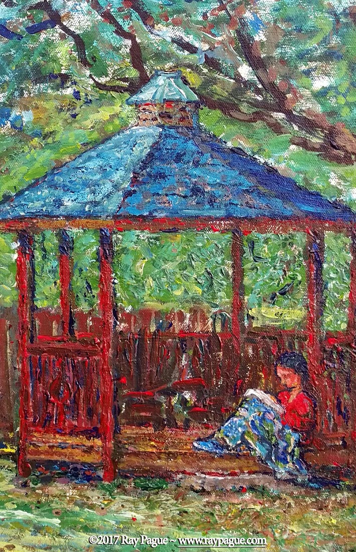 Girl Reading in Gazebo painting by Ray Pague
