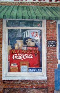 M.A. Pace Store Window, painting by Ray Pague